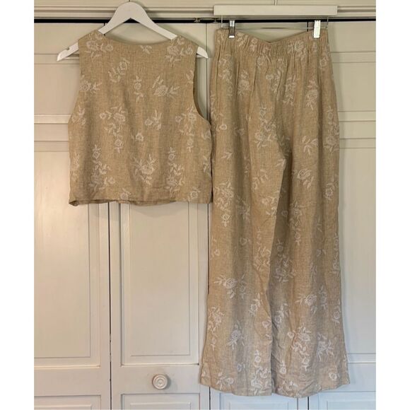 Abercrombie tan embroidered linen tank pant set medium/ large - Picture 15 of 15